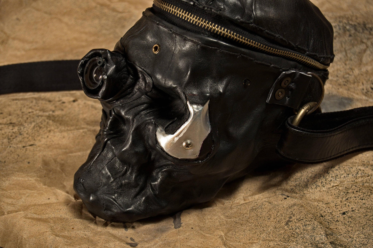 Leather Skull Purse Clutch Black Leather Skull Bag,  Terminator head Сyberpunk Clutch, Leather Steampunk  Zombie Bag, Electric Skull purse.