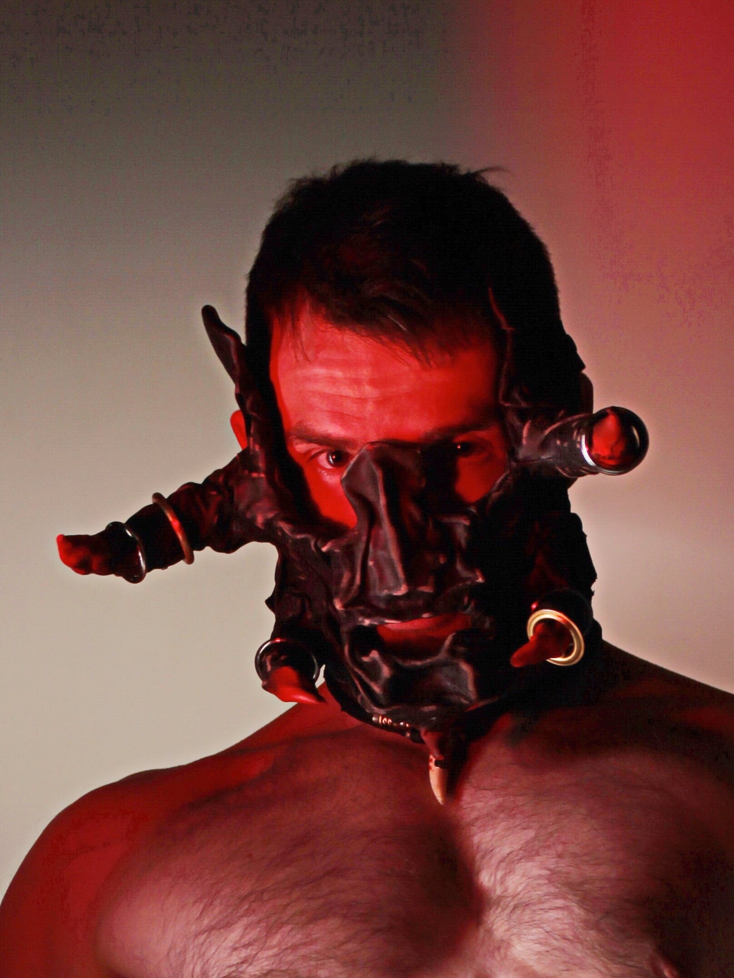 Great Red Dragon leather mask Emotional show mask Rage and Love Dragon Maniac leather mask Bdsm mask Dragon Psychedelic mask Fetish mask.