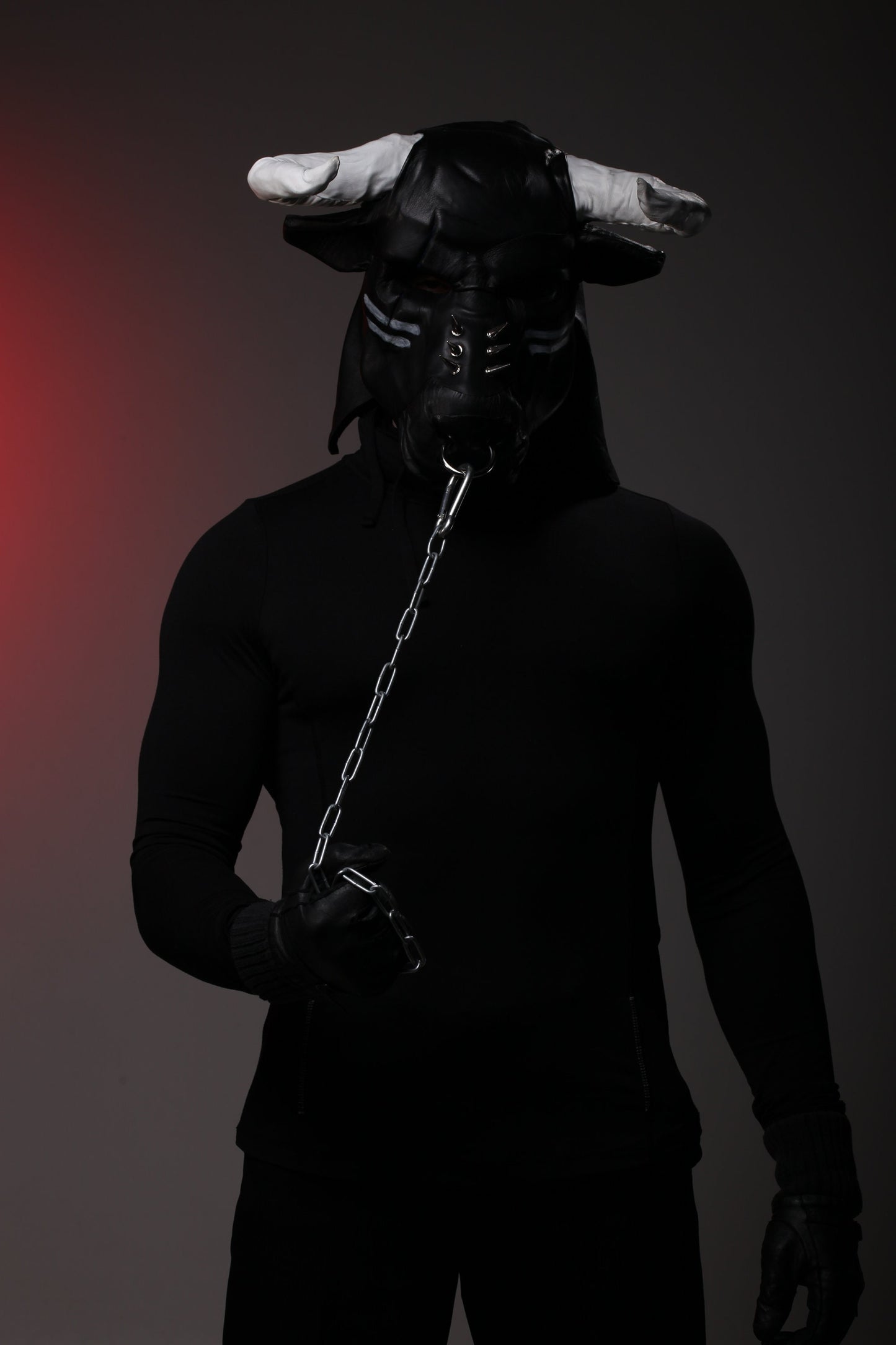 Bull hood, Leather mask of great bull, Minotaur leather mask, Bdsm bull mask, Black leather helmet of Jupiter/Zeus.