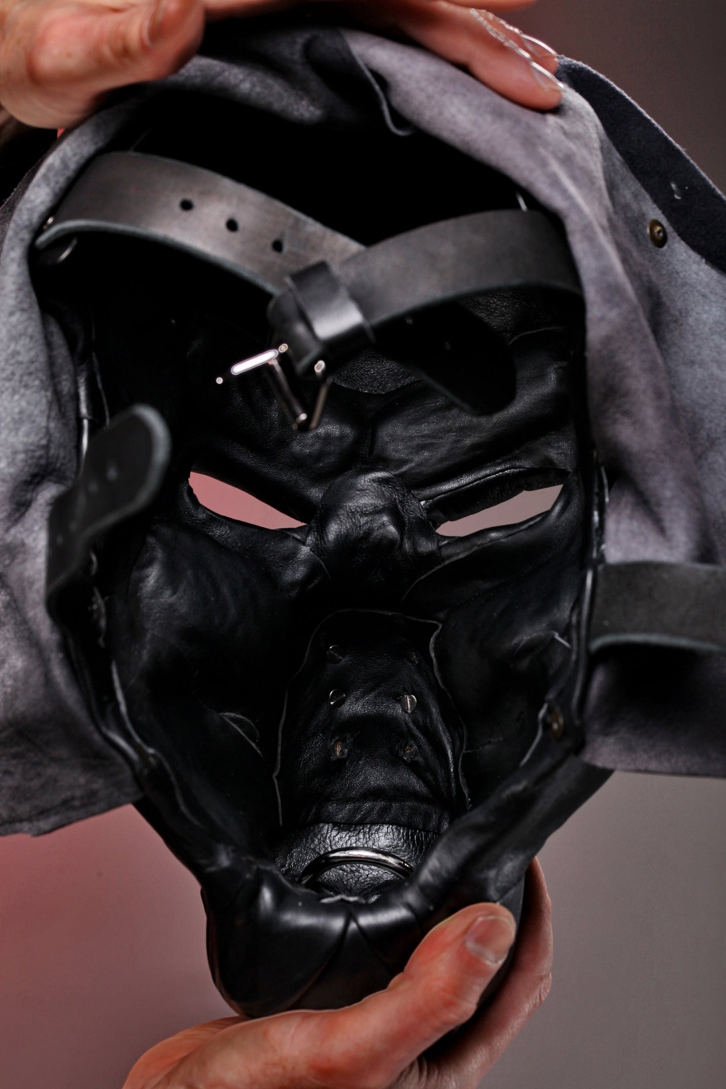 Bull hood, Leather mask of great bull, Minotaur leather mask, Bdsm bull mask, Black leather helmet of Jupiter/Zeus.