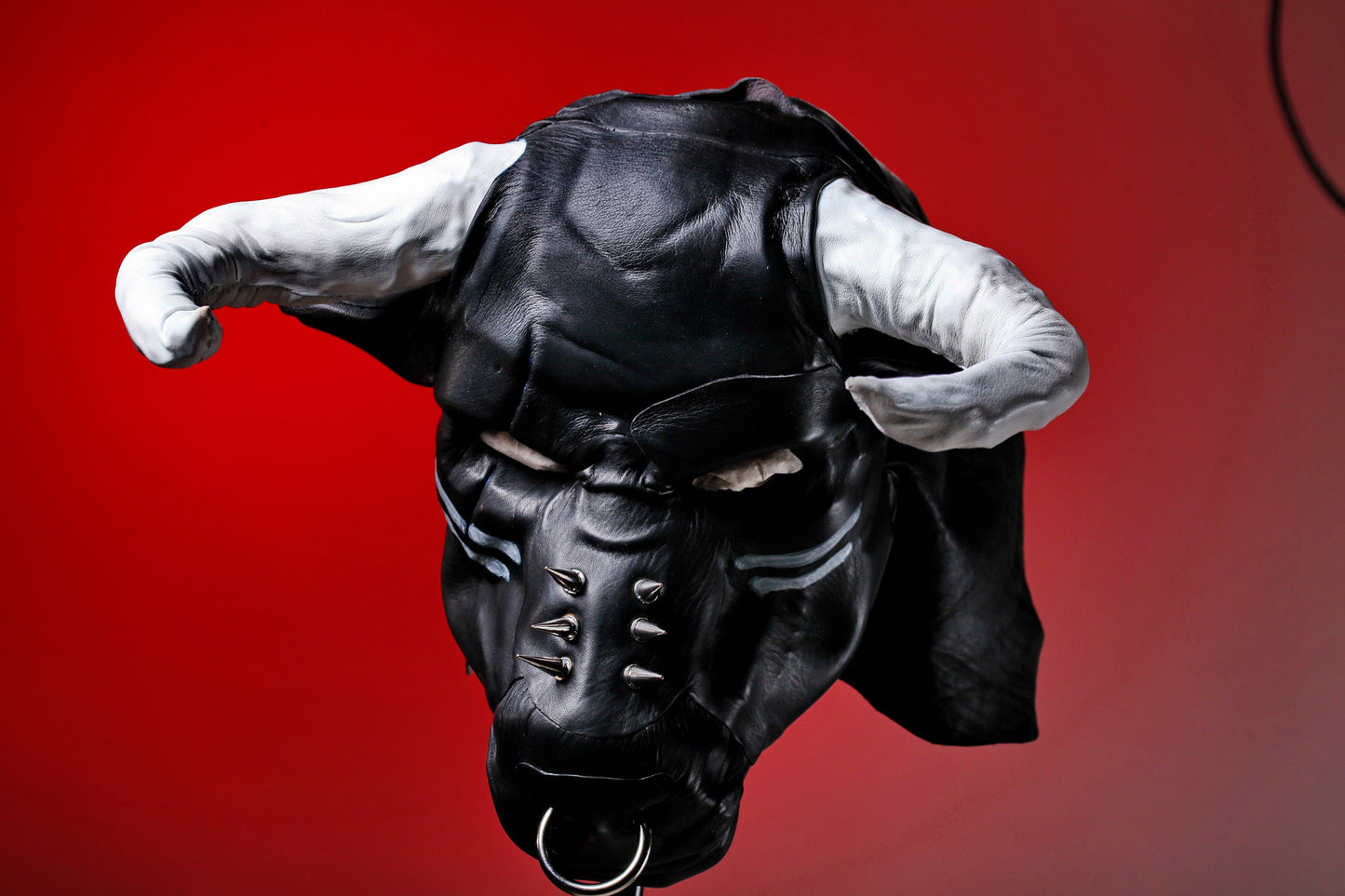 Bull hood, Leather mask of great bull, Minotaur leather mask, Bdsm bull mask, Black leather helmet of Jupiter/Zeus.