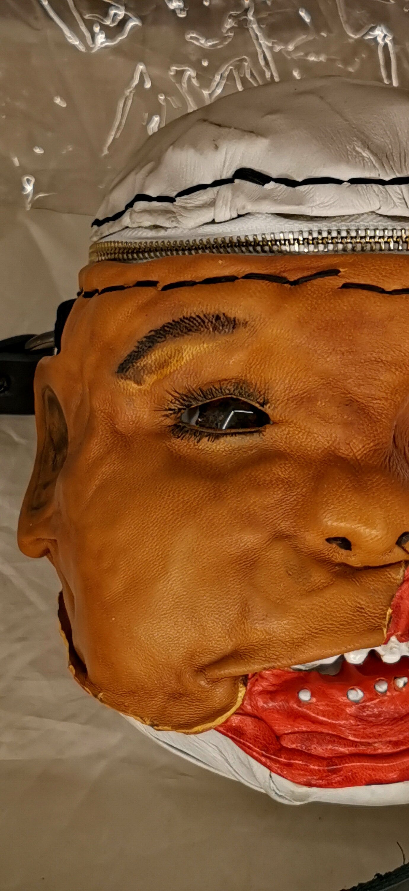 Leather bag Dead head made according to your face photos, Zombie head. Created to order exclusively from your photos. Cannot be repeated.