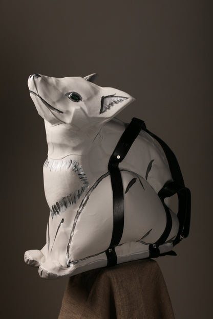 Leather bag Сunning fox, White genuine leather