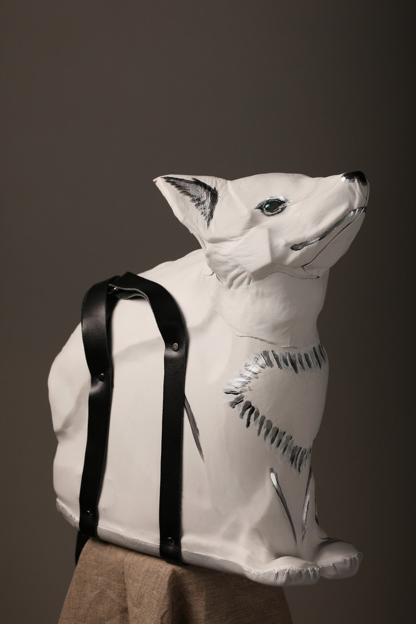 Leather bag Сunning fox, White genuine leather