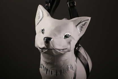 Leather bag Сunning fox, White genuine leather