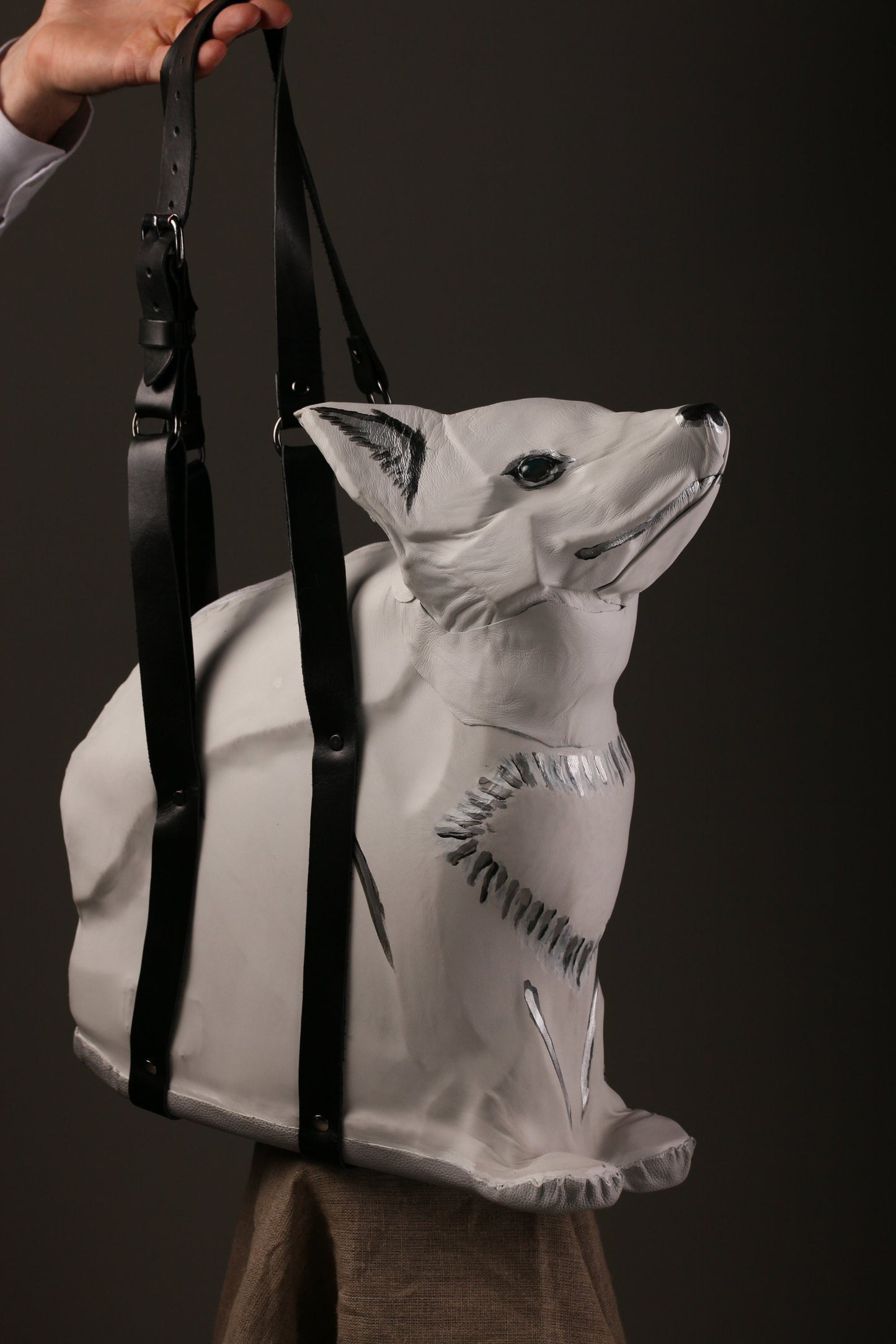 Leather bag Сunning fox, White genuine leather