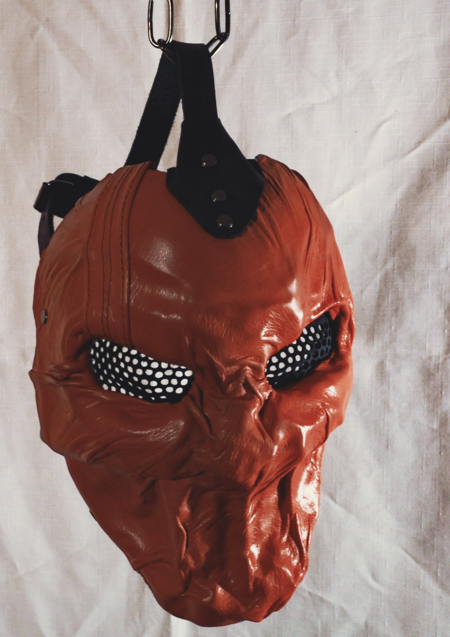 Red Leather Mask of Furious Fighter with Additional Strap, Post apocalyptic warrior mask, Steampunk mask Emotional rage mask