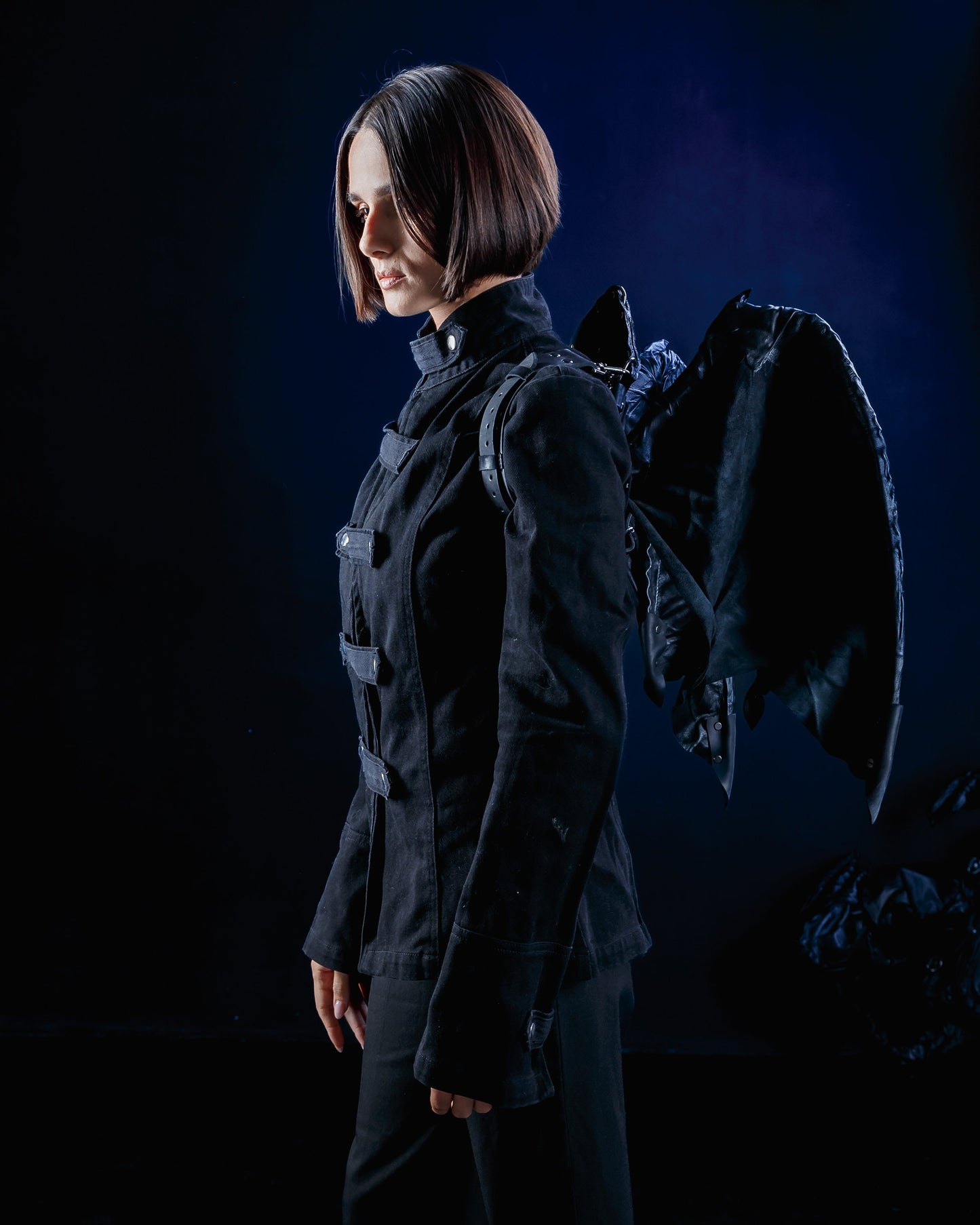 Removable Leather Wings of dragon-backpack, with lightning pattern,  can wear just on shoulders with use straps of original dragon-backpack