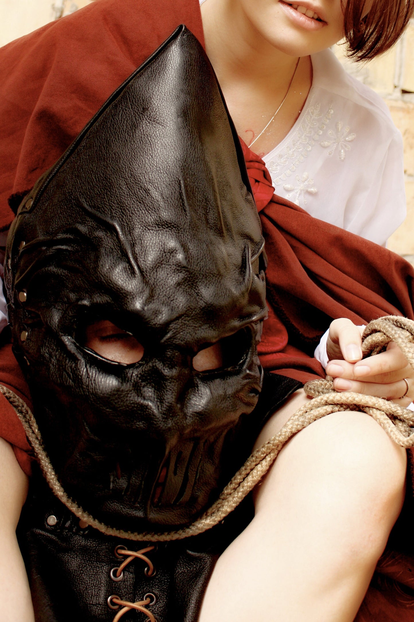 Executioner hood black leather with a special cutouts opposite the mouth and ears